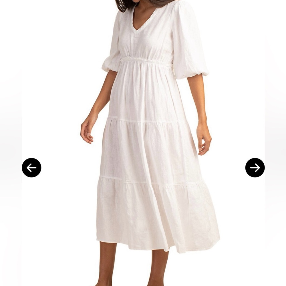 Trina Turk Out of Office Linen Boho Calm Midi Dress 100% Linen. Size L. Size M.